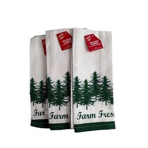 Towel Kitchen Dish Farm Fresh" Christmas Pine Trees 6 Towel Winter Snow  New
